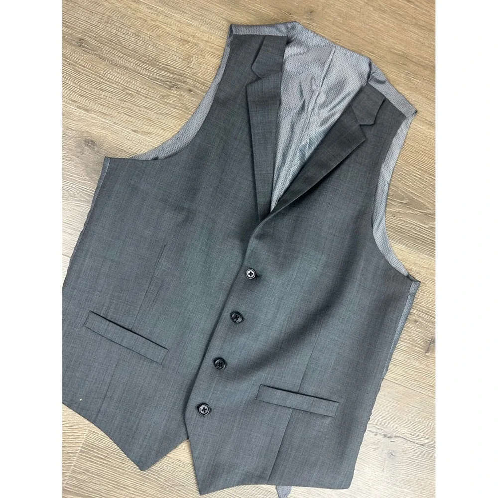 Alfani Mens Slim Fit Suit Vest Grey Sharkskin Waistcoat Notched Lapel Macy's